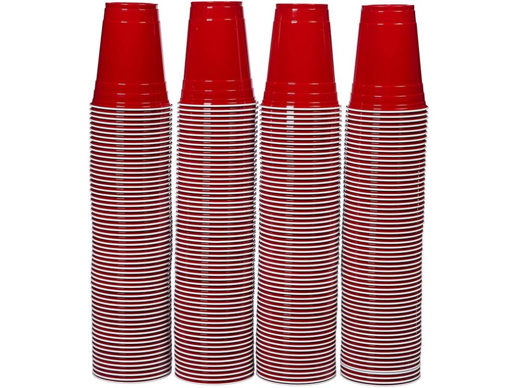 AmazonBasics 16-Ounce Disposable Plastic Cups, Red - Pack of 240
