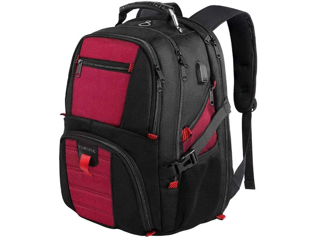 Extra Large Backpack,18.4 Laptop Backpack with USB Port,Travel Backpack for Women with Luggage Sleeve,TSA Friendly Big College Bag Business Computer Backpack Fit Most 18Inch Gaming Laptops,Red