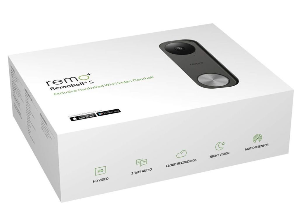 Remo+ RemoBell S WiFi Video Doorbell Camera with HD Video, Motion Sensor, 2-Way Talk, and Alexa Enabled