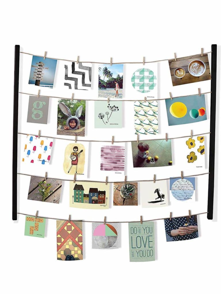 Umbra Hangit Display-DIY Frames Collage Set Includes Picture Wire Twine Cords, Wall Mounts and Clothespin Clips for Hanging Photos, Prints and Artwork, 26 x 30, Black