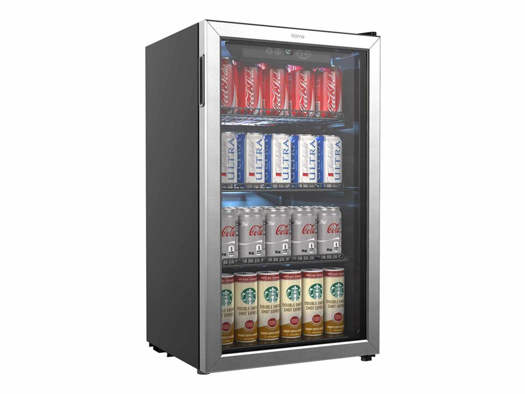 mini fridge with glass door