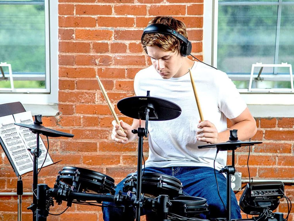 Man playing electronic drums