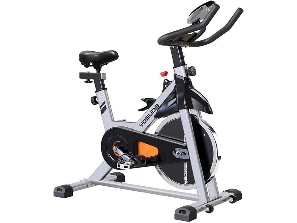 YOSUDA Indoor Cycling Bike Stationary - Cycle Bike with Ipad Mount ＆Comfortable Seat Cushion (Gray)