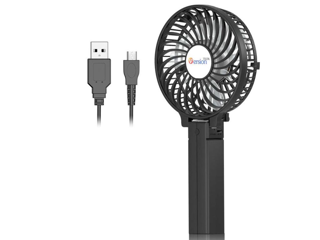 VersionTECH. Mini Handheld Fan, USB Desk Fan, Small Personal Portable Table Fan with USB Rechargeable Battery Operated Cooling Folding Electric Fan for Travel Office Room Household Black