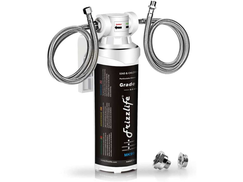 Frizzlife Under Sink Water Filter System-High Capacity Direct Connect Under Counter Drinking Water Filtration System-0.5 Micron Quick Change Removes 99.99% Lead, Chlorine, Bad Taste & Odor