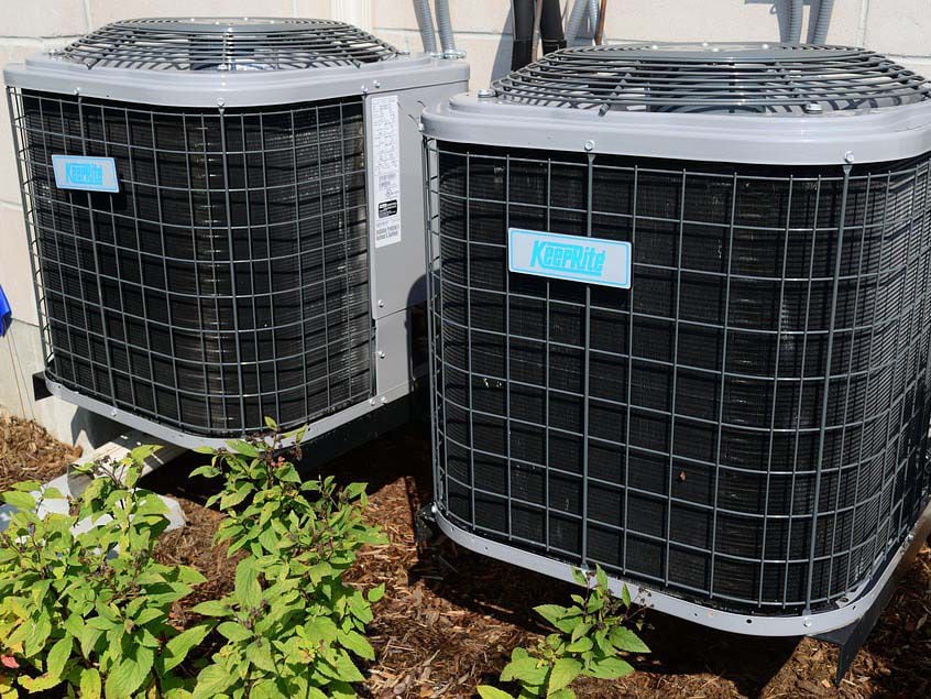 Air conditioning unit outside a home.