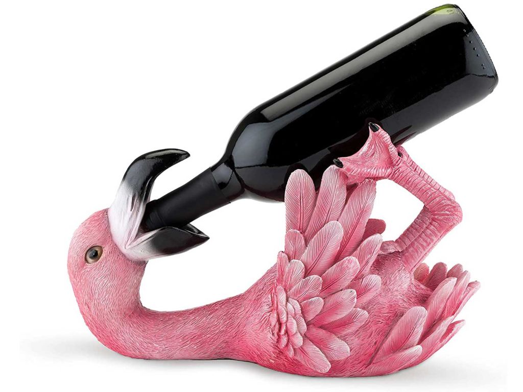 True Polyresin Flirty Flamingo Wine Bottle Holder, Set of 1, Pink