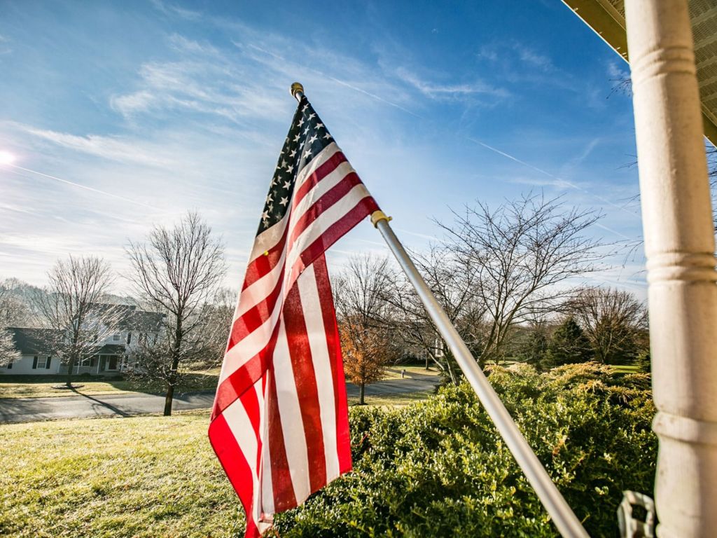 Am American flag on a pole.