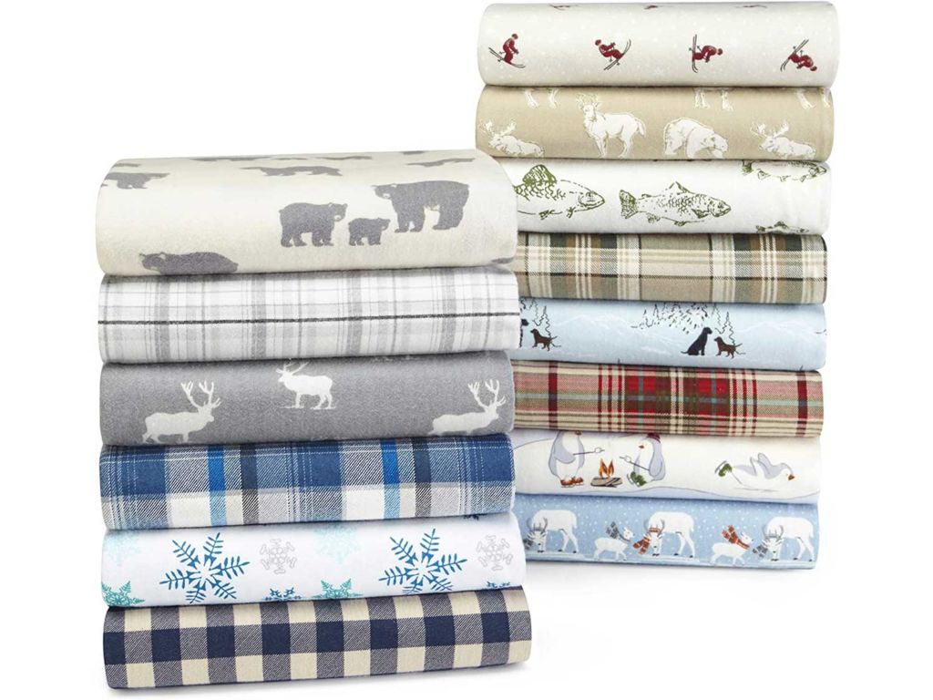 Eddie Bauer - Flannel Collection - 100% Premium Cotton Bedding Sheet Set, Pre-Shrunk & Brushed For Extra Softness, Comfort, and Cozy Feel, King, Elk Grove