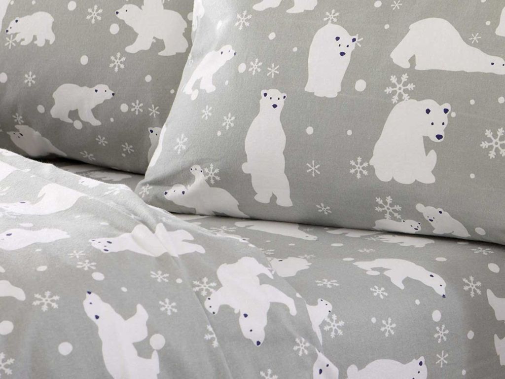 Home Fashion Designs Flannel Sheets Queen Winter Bed Sheets Flannel Sheet Set Grey Polar Bears Flannel Sheets 100% Turkish Cotton Flannel Sheet Set. Stratton Collection (Queen, Grey Polar Bears)