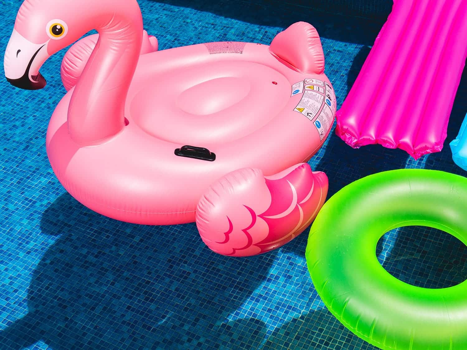 Pool floats in a swimming pool.