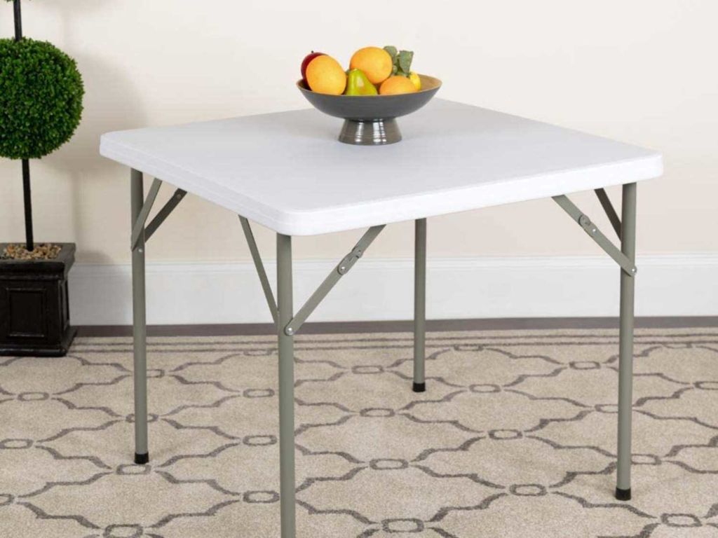 Flash Furniture 2.85-Foot Square Granite White Plastic Folding Table