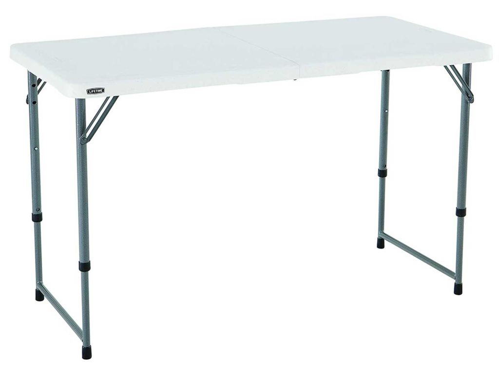 Lifetime Height Adjustable Craft Camping and Utility Folding Table, 4 ft, 4'/48 x 24, White Granite