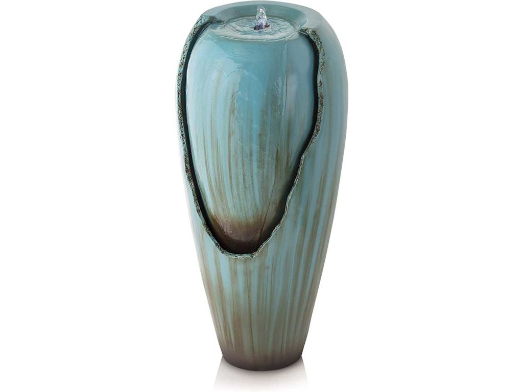 Alpine Corporation DIG100XS Water Jar Fountain w/LED Light, 32 Inch Tall, Turquoise