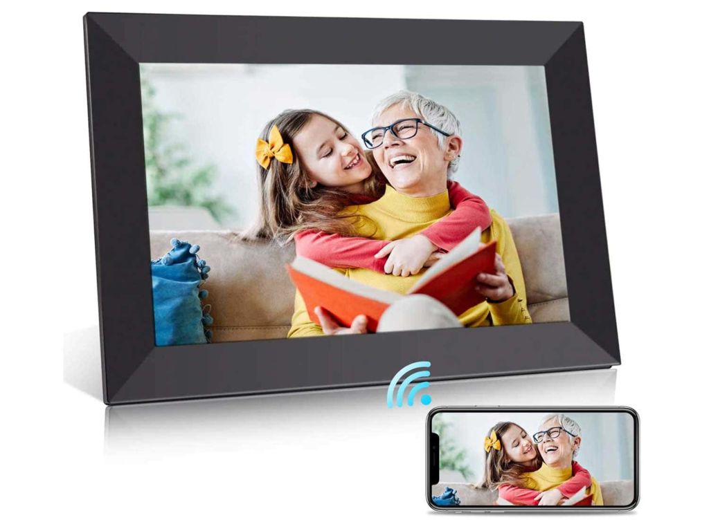 BIGASUO Digital Picture Frame - 10 inch WiFi Digital Frame IPS Touch Screen 1080P Photo Frame, 16GB Large Memory Share Moments Instantly via Mobile APP, Auto-Rotate, Support USB and SD Card