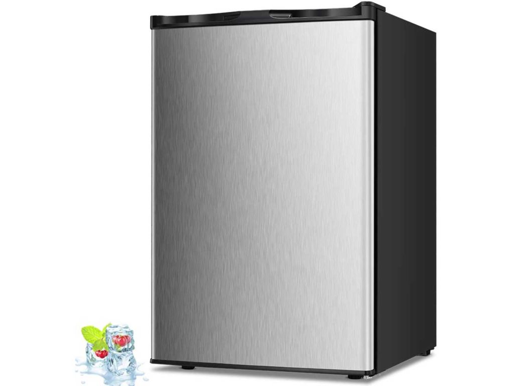 Kismile 3.0 Cu.ft Compact Upright Freezer with Reversible Single Door,Removable Shelves Mini Freezer with Adjustable Thermostat for Home/Kitchen/Office (3.0 Cu.ft, Stainless Steel)