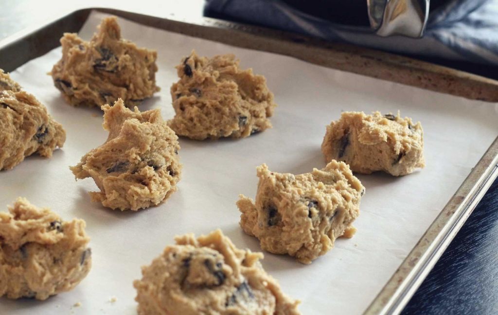 Cookie dough on a pan