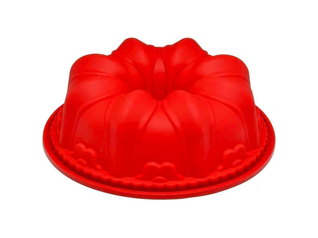 CHICHIC 9.8” Silicone Fluted Bundt Pan Classic Nonstick Flower Cake Pan Mold For Baking Bundt Cake, Pound Cake, Flexible Professional Bakeware Perfect Results