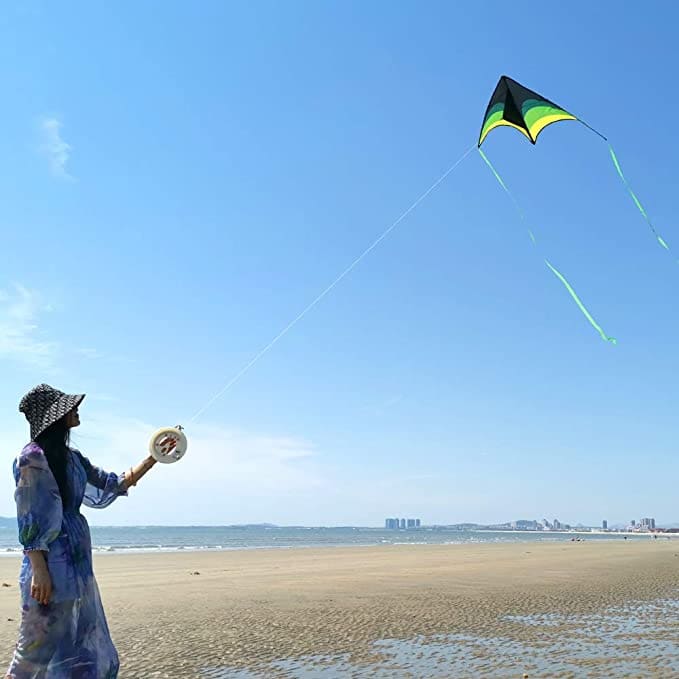 Mint's Colorful Life Delta Kite for Kids & Adults, Extremely Easy to Fly Kite with 2 Ribbons and 300ft Kite String, Best Kite for Beginner