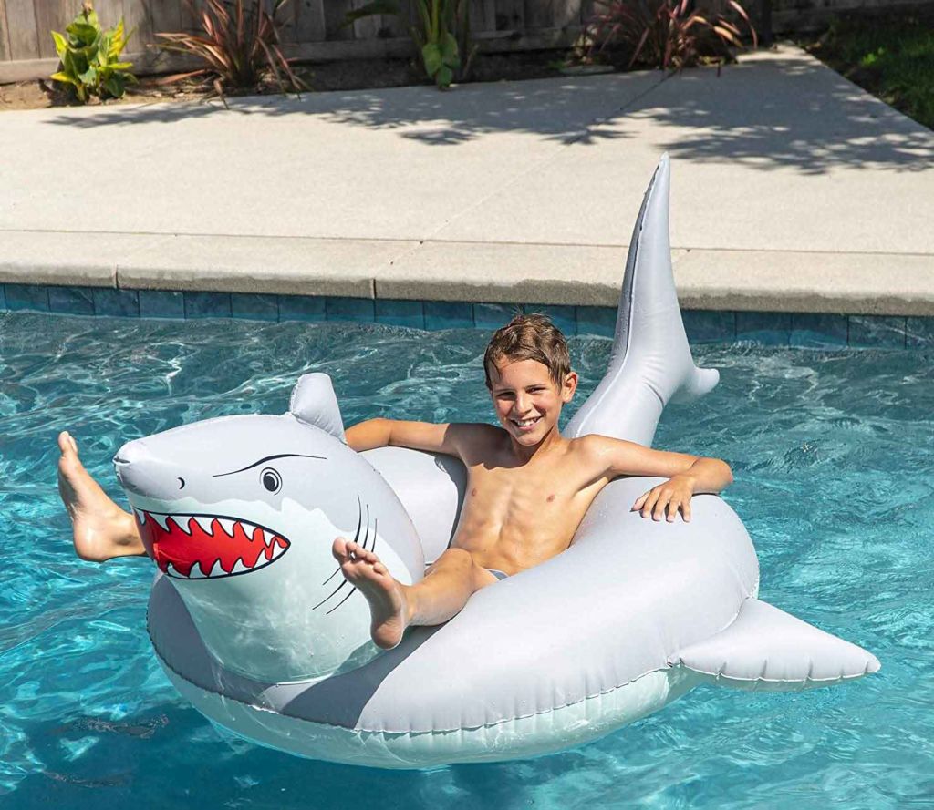 GoFloats 'Great White Bite' Shark Party Tube Inflatable Raft | Fun Swimming Pool Floats for Adults and Kids