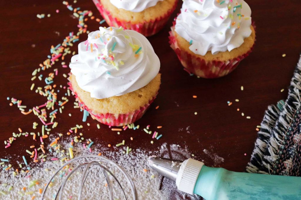 Cupcakes with rainbow sprinkles.