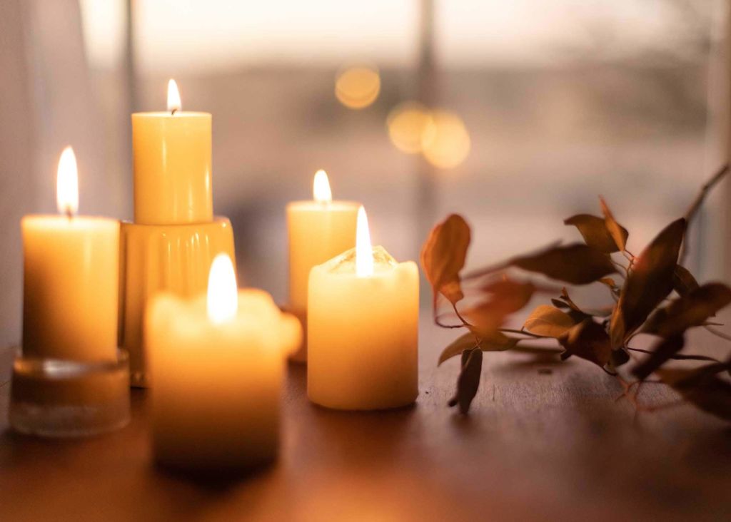 Candles on a mantle