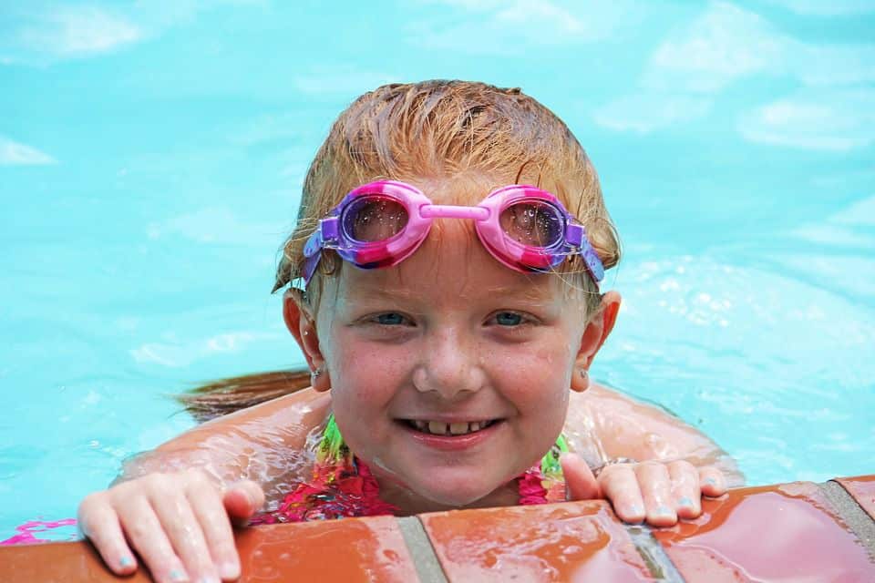 Little girl with swimming googles