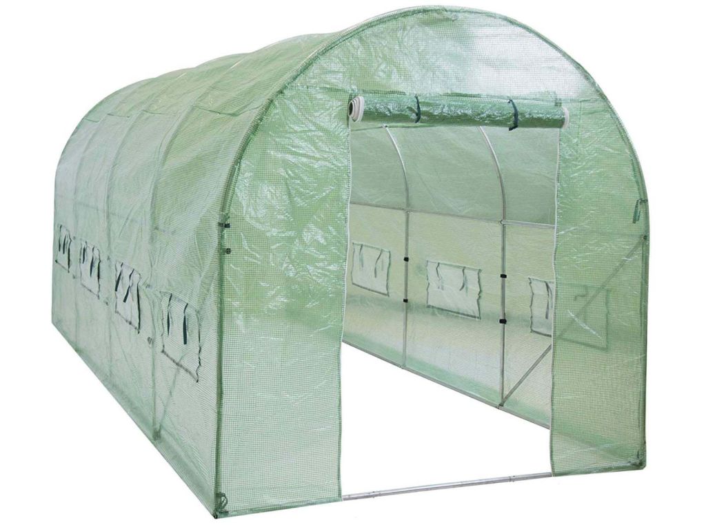 Best Choice Products 15x7x7ft Walk-in Greenhouse Tunnel Tent Gardening Accessory w/Roll-Up Windows, Zippered Door, Green