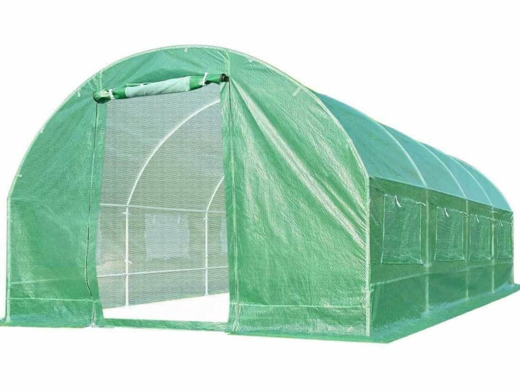 Quictent 2 Mesh Doors 20 Stakes Heavy Duty 20 x 10 x 6.6 ft Portable Greenhouse Large Walk-in Green Garden Hot House + 2 Doors Flow-Through Ventilation