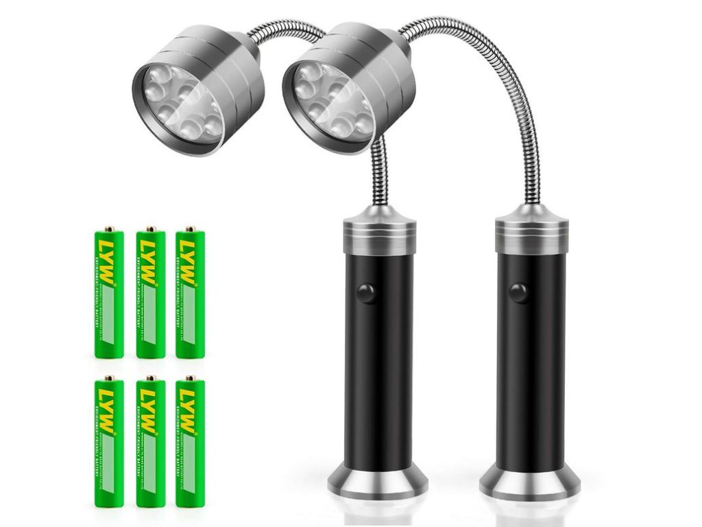 KOSIN Barbecue Grill Light Magnetic Base Super-Bright LED BBQ Lights - 360 Degree Flexible Gooseneck, Weather Resistant, Batteries Included - Pack of 2