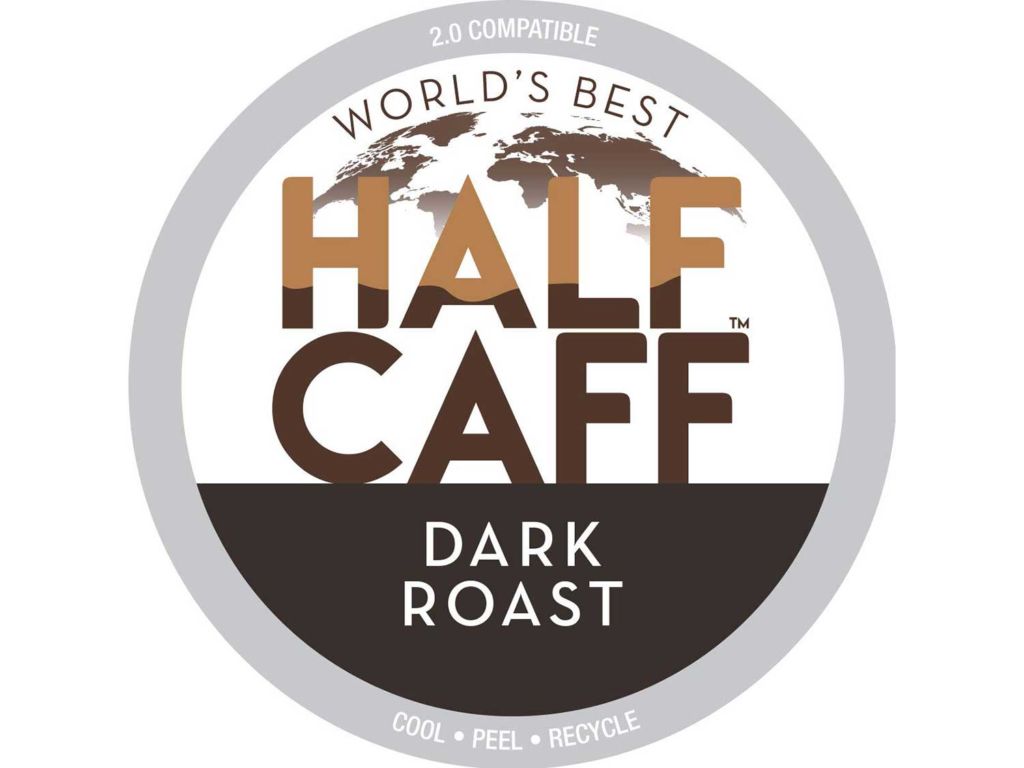 World's Best Half Caff Dark Roast Coffee 100ct. Recyclable Single Serve Dark Roast Coffee Pods - 100% Arabica Coffee California Roasted, Keurig Dark Roast K Cups Compatible Including 2.0