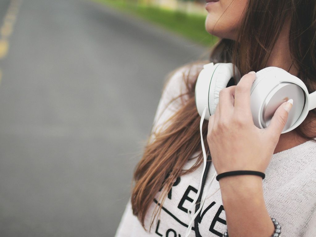 Woman wearing headphones