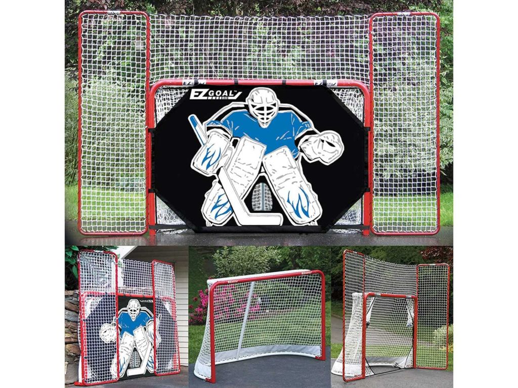 EZ Goal Folding Hockey Training Goal Net w/ Backstop, Targets, & Shooter Tutor