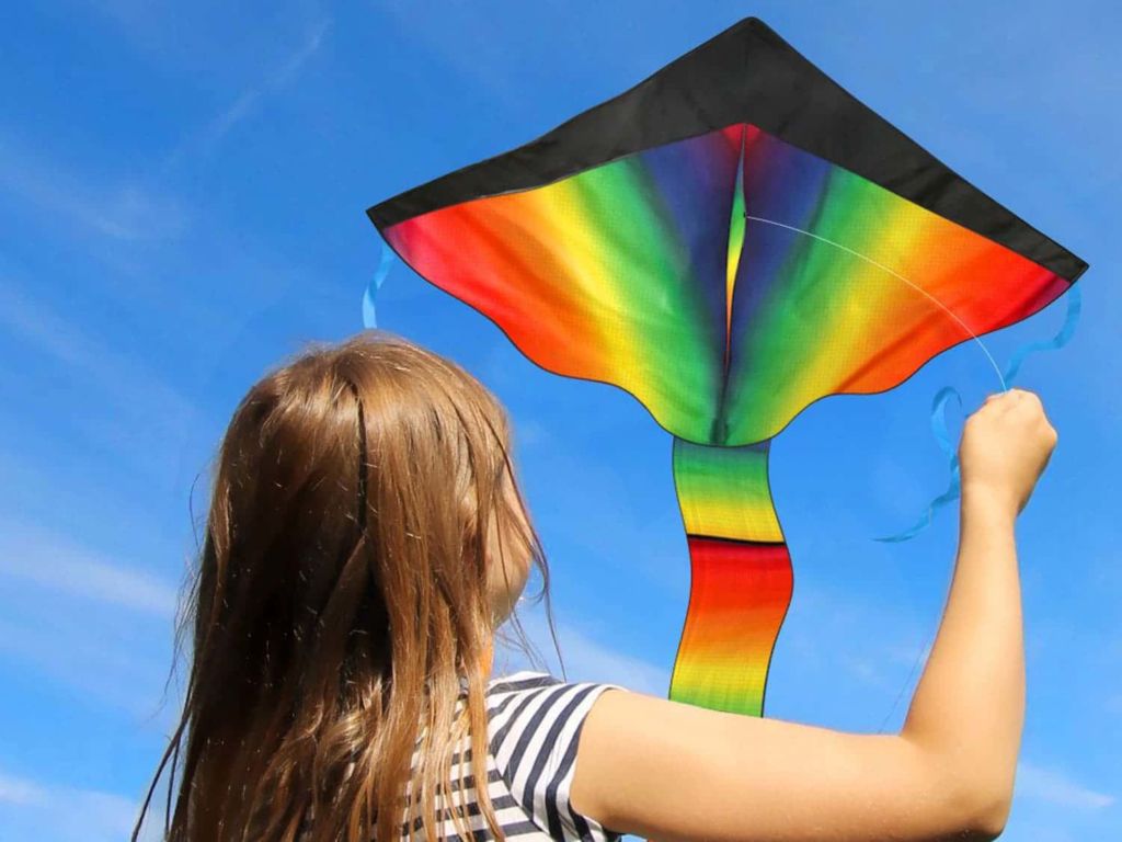 Huge Rainbow Kite for Kids Easy to Fly with Kites Safety Certificate for Outdoor Games and Activities, Easy to Assemble and Soars High - A Great Way to Enjoy Summer Time with Friends and Family