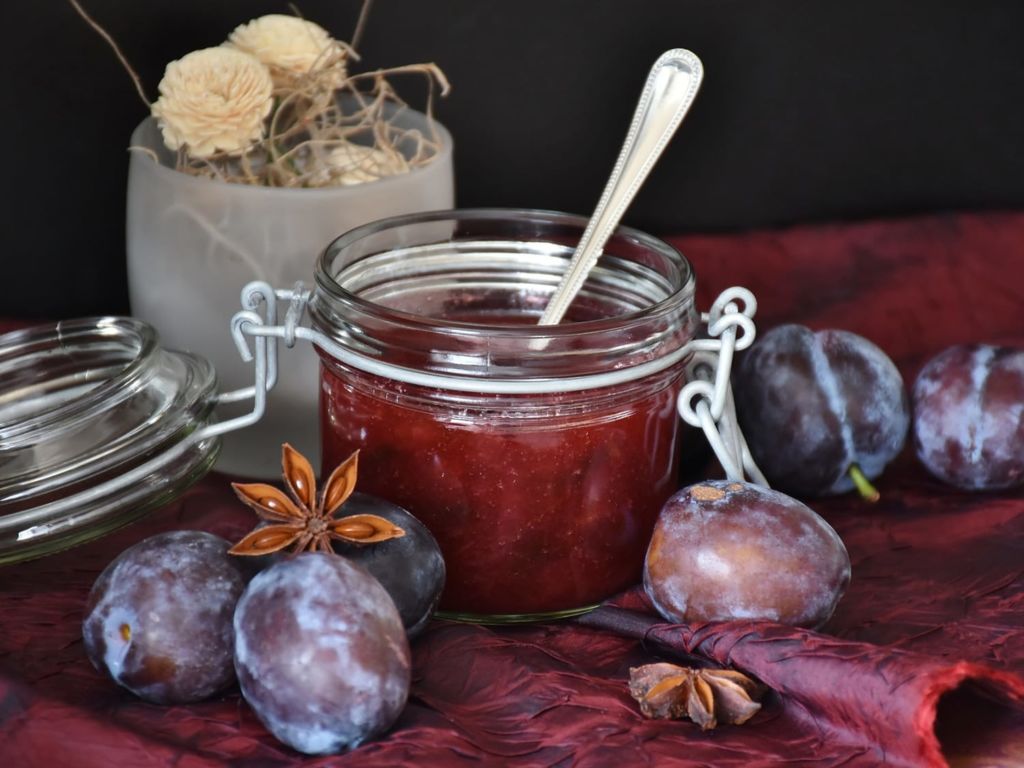 Jar of jelly on a table