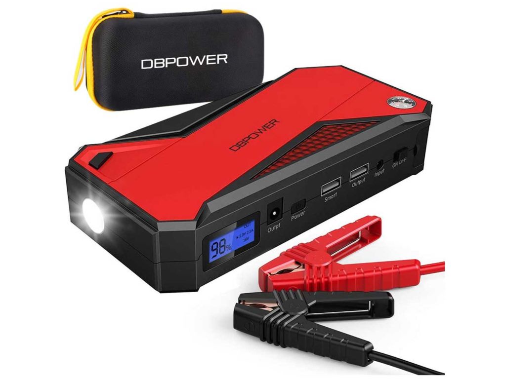 DBPOWER 800A 18000mAh Portable Car Jump Starter (up to 7.2L Gas, 5.5L Diesel Engine) Battery Booster with Smart Charging Port, 12V Portable Power Pack (Black/Red)