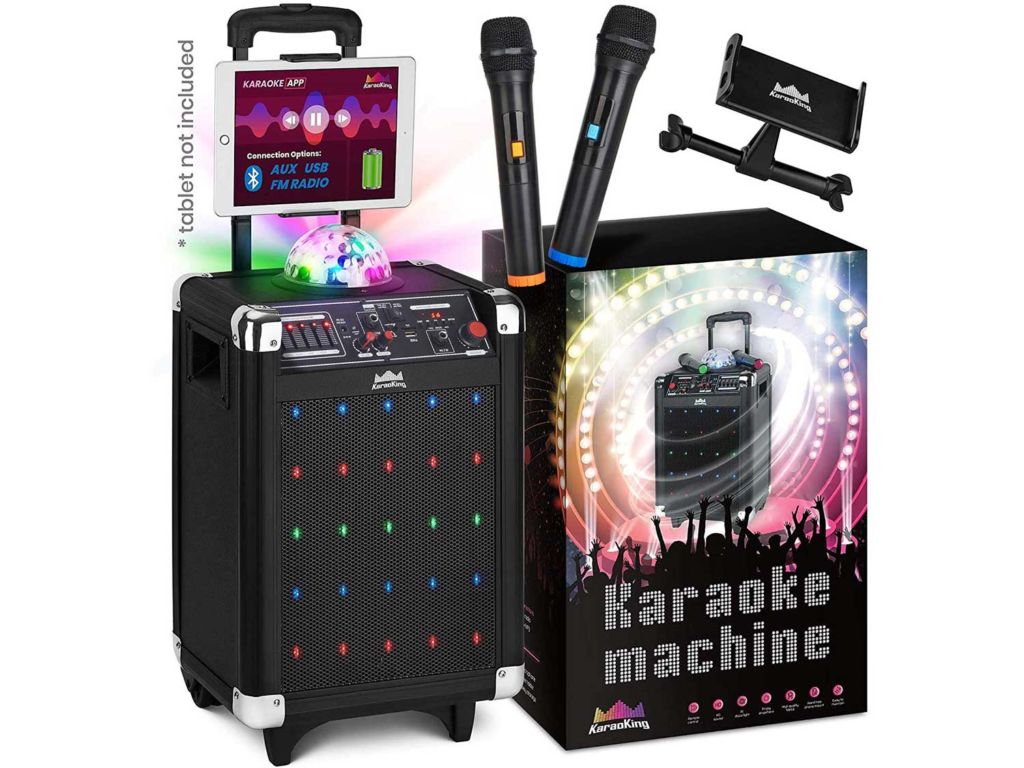 KaraoKing Karaoke Machine for Kids & Adults Wireless Microphone Speaker with Disco Ball, 2 Wireless Bluetooth Microphones & Phone/Tablet Holder - Karaoke Bluetooth Toys for Kids (G100)