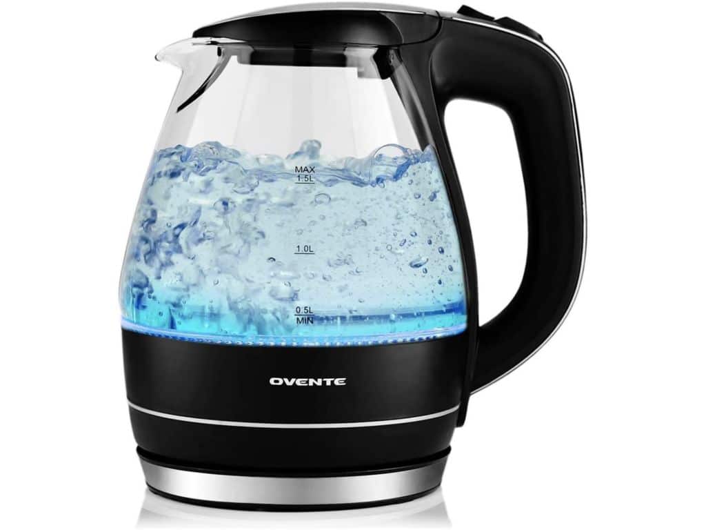 Ovente Electric Glass Kettle 1.5 Liter with Heat Tempered Borosilicate Glass
