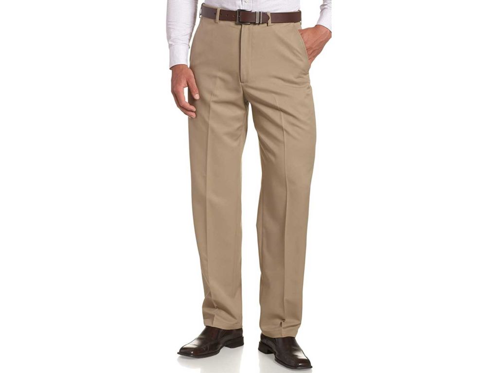 Haggar Men's Cool 18 Hidden Expandable-Waist Plain-Front Pant , Classic Fit