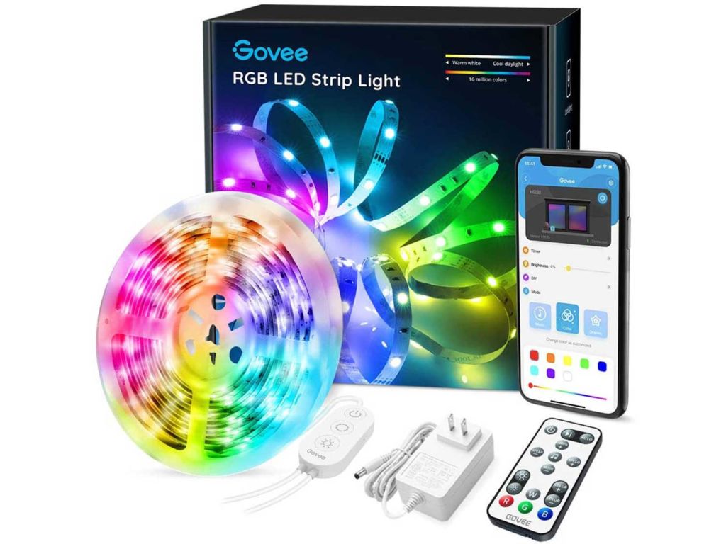 LED Strip Lights, Govee 16.4FT LED Color Changing Lights with APP Control, Remote and Control Box, 64 Scenes Mode and Music Sync LED Lights for Room, Kitchen, Party (3 Ways Control)