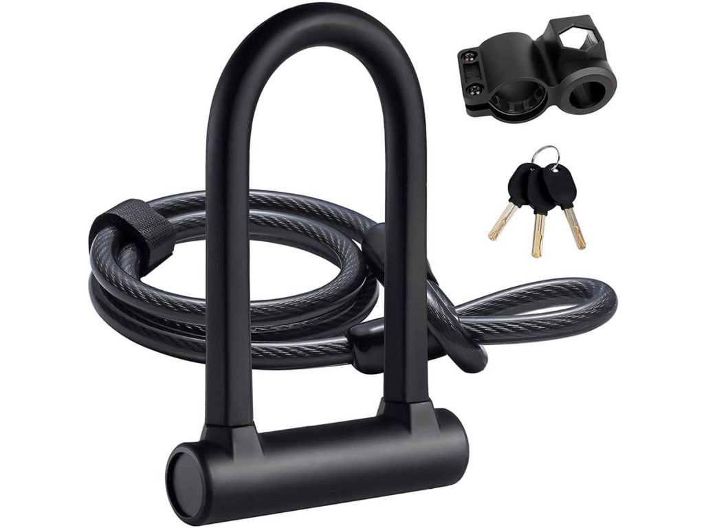 UBULLOX Bike U Lock Heavy Duty Bike Lock Bicycle U Lock, 16mm Shackle and 4ft Length Security Cable with Sturdy Mounting Bracket for Bicycle, Motorcycle and More