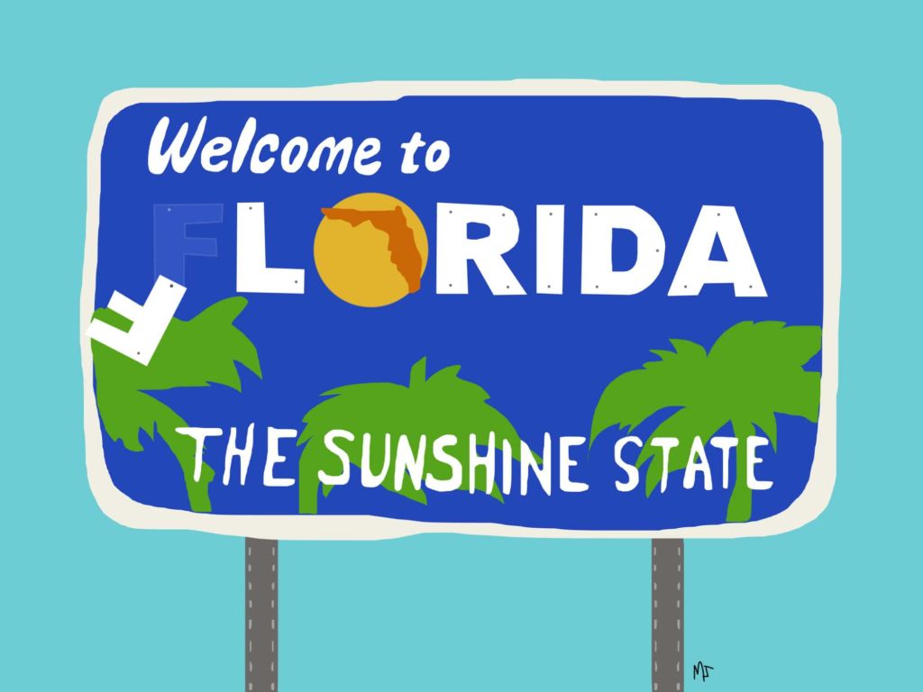 Illustration of Florida sign with the F hanging off