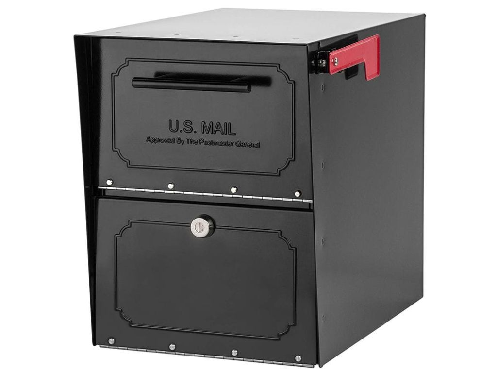 Architectural Mailboxes 6200B-10 Oasis Classic Locking Post Mount Parcel Mailbox with High Security Reinforced Lock,Black,18.00 x 15.00 x 11.50 inches by ARCHITECTURAL MAILBOXES