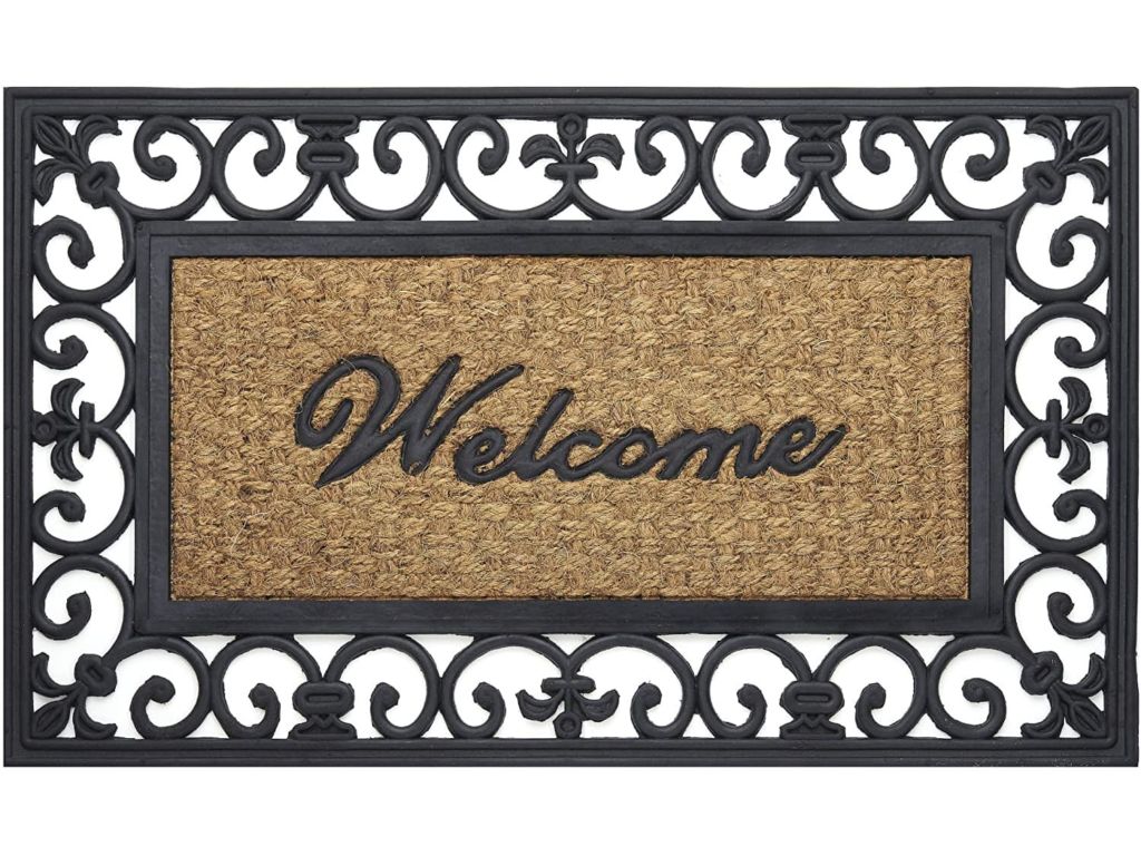 Achim Home Furnishings WRM1830FL6 Wrought Iron Rubber Door Mat, 18 by 30", Black/Brown