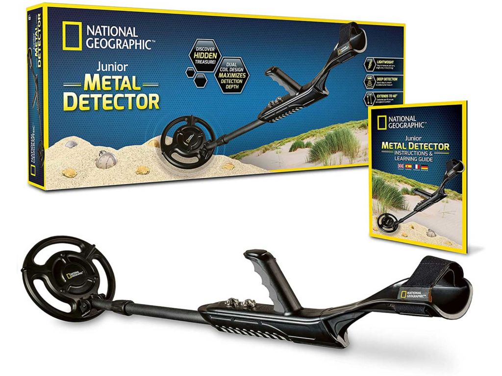 National Geographic Junior Metal Detector –Adjustable Metal Detector for Kids with 7.5" Waterproof Dual Coil, Lightweight Design Great for Treasure Hunting Beginners