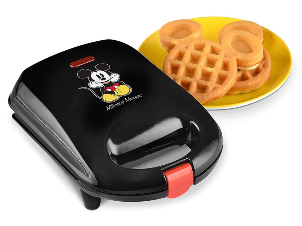 Sideview Profile View of Disney DCM-9 Mickey Mini Waffle Maker, Black