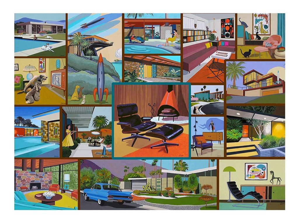 Mid Century Modern Jigsaw Puzzle - 1000 Piece - Adult Jigsaw Puzzle Celebrating Modern Vintage Décor & Modern Art by Hennessy Puzzles - Original Artwork - Made in The USA from Recycled Materials