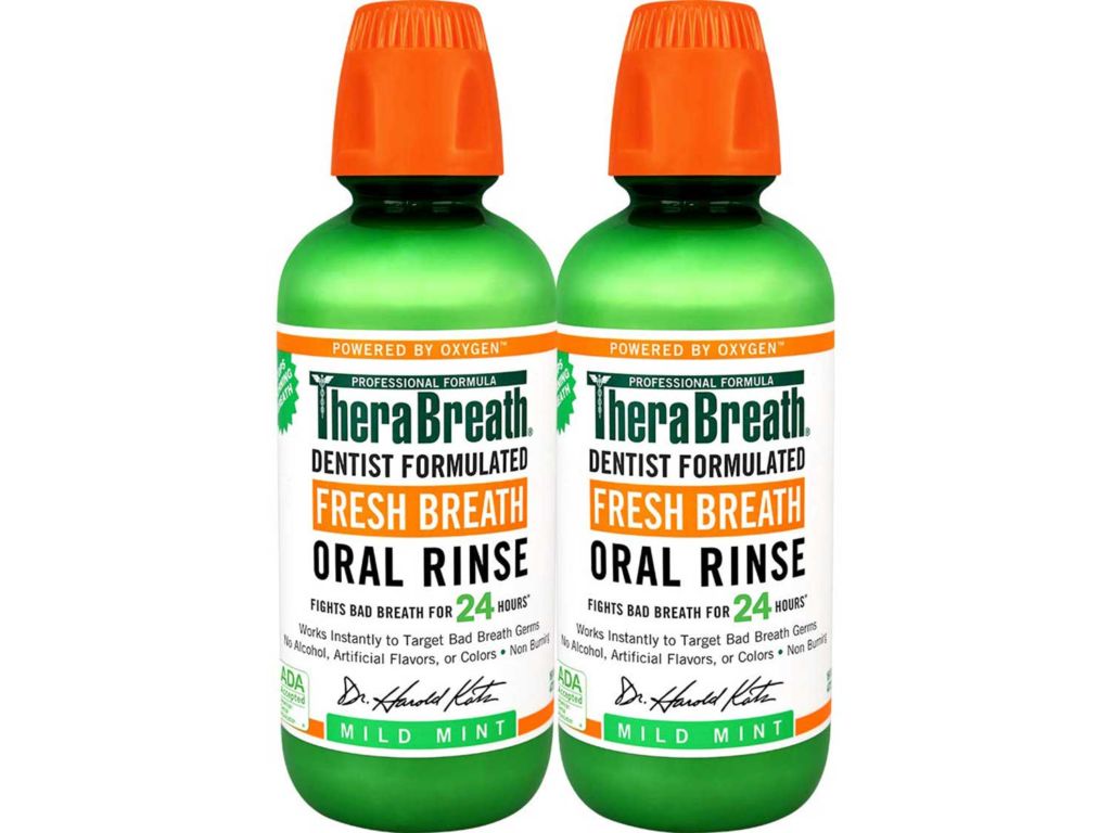 TheraBreath Fresh Breath Oral Rinse, Mild Mint, 16oz Bottle (Pack of Two)