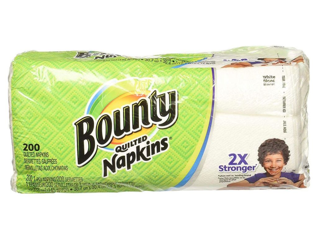 Bounty Paper Napkins, White or Printed, 200 Count, Pack of 2 by Bounty