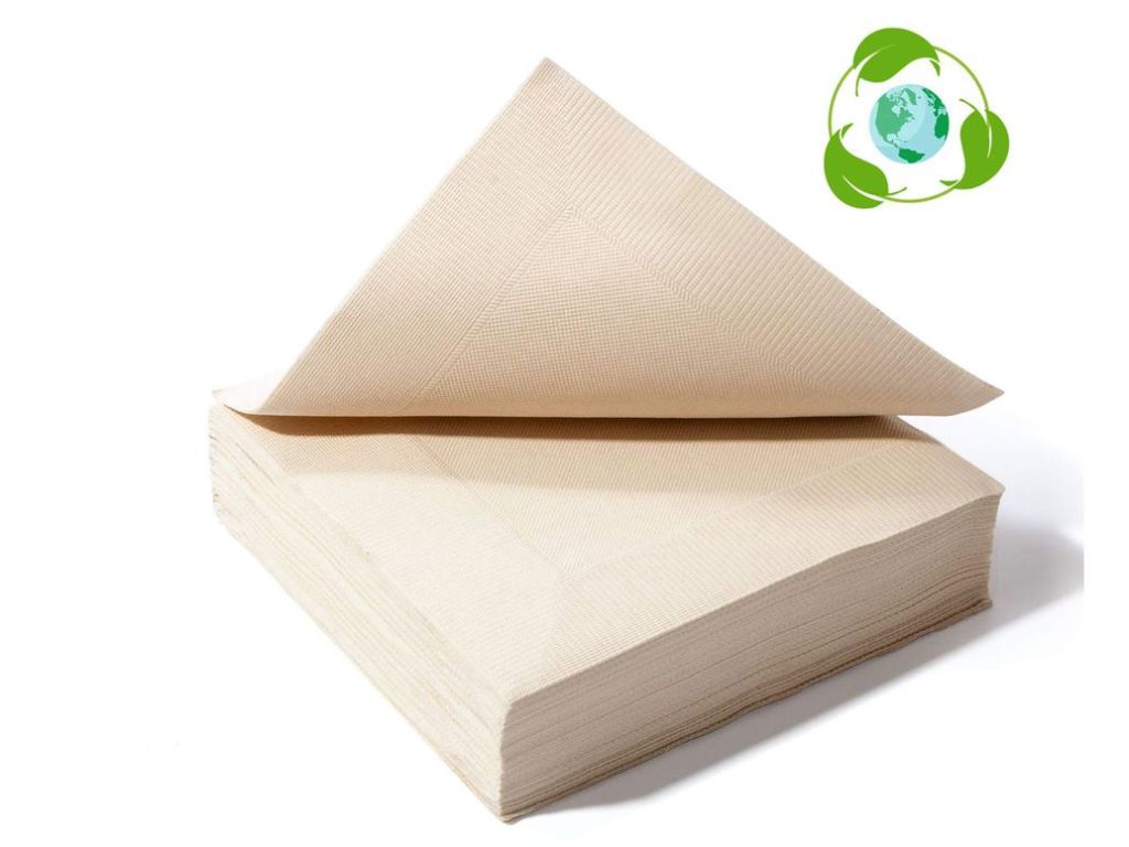 Recycled Post Consumer Napkins, Compostable Unbleached Eco Lunch Napkins, 50 PCS Disposable Dinner Napkin by Bransio